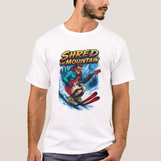 T-shirt Déchiquetage dans les deux sens Ski et Guitare