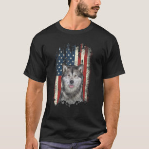 T-shirt Déchiré Alaska American Flag Chien patriotique