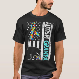 T-shirt Déchiré américain Drapeau Autisme Grampa Bear Auti