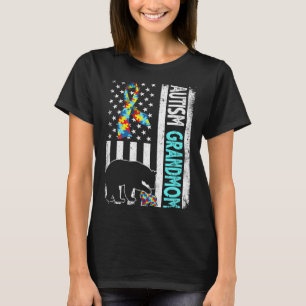 T-shirt Déchiré américain Drapeau Autisme Grand-mère Ours
