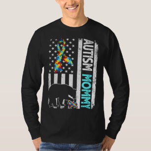T-shirt Déchiré américain Drapeau Autisme maman ours Autis