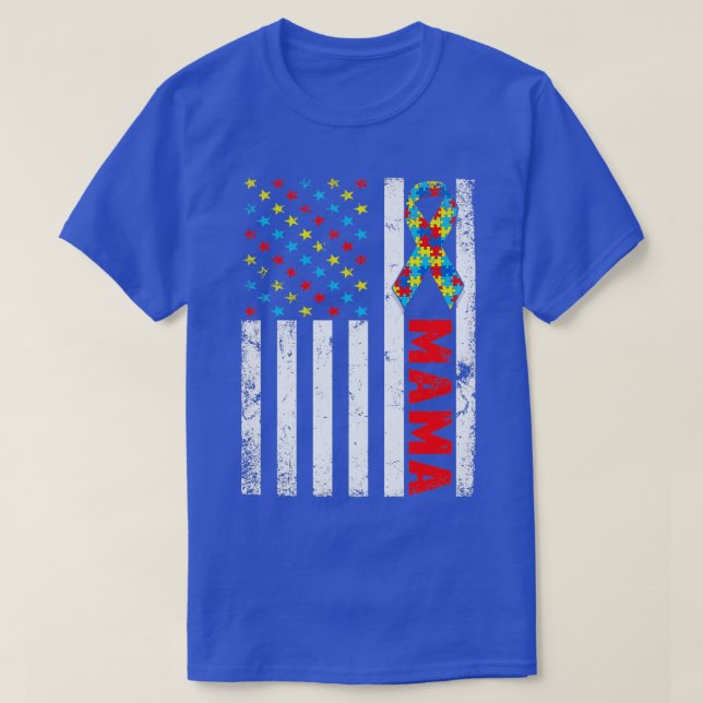 T-shirt Déchiré Drapeau Américain Sensibilisation sur l'au (Design devant)