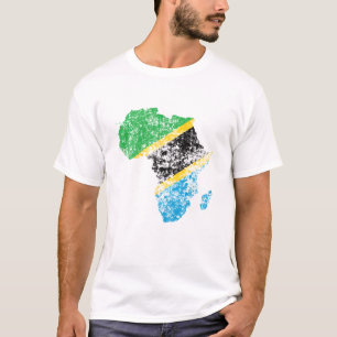T-shirt Déchiré Drapeau de Tanzanie sur le continent afr