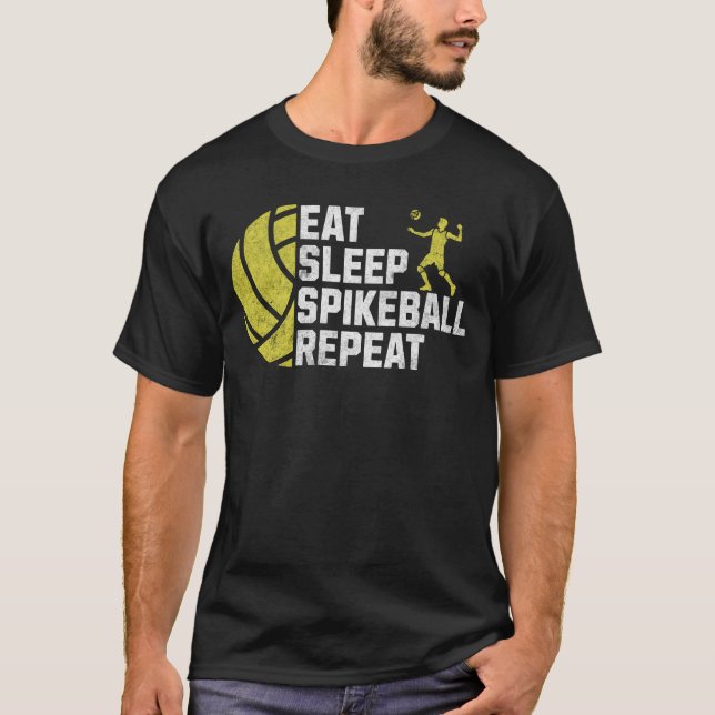 T-shirt Déchiré Manger Dormir Spikeball Répéter (Devant)