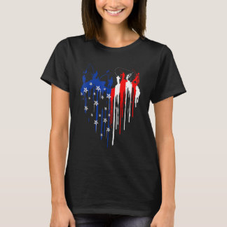 T-shirt Déchirer Coeur Drapeau Américain Hommes Pêcher 4èm