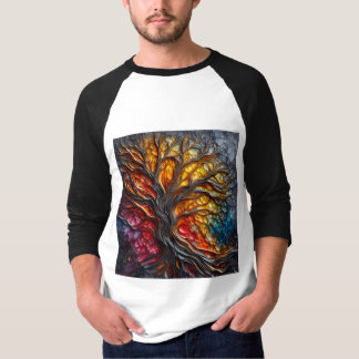 T-shirt Déchirer Un Tee Raglan Avec Une Expression D'Art -