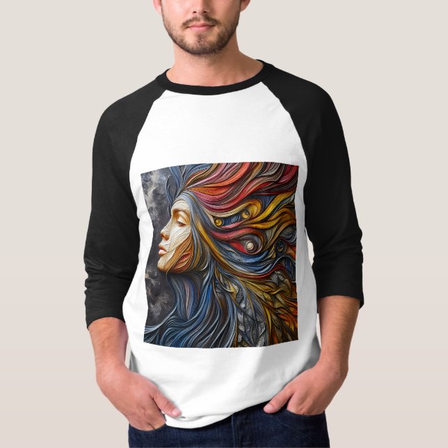 T-shirt Déchirer Un Tee Raglan Avec Une Expression D'Art - (Devant)