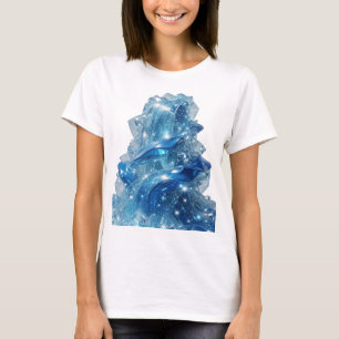 T-shirt Déclaration Argent BLUE ICE WAVE Art en texte 3D