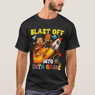 T-shirt Décollage de fusée en deuxième année drôle retour