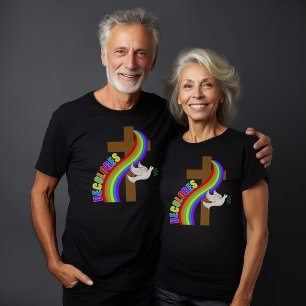 T-shirt DeColores Cursillo Arc-en-ciel avec Croix et Paix 