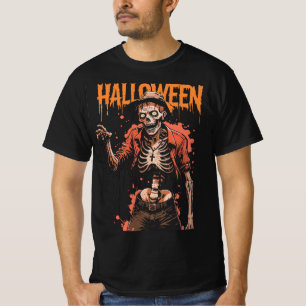 T-shirt Décontracté Halloween Skeleton Rosary Tee