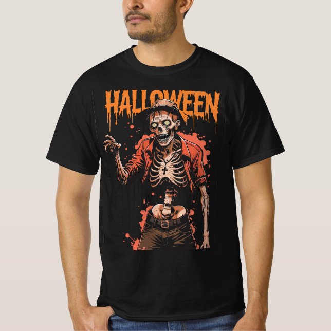 T-shirt Décontracté Halloween Skeleton Rosary Tee (Devant)
