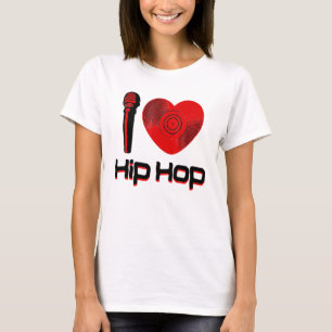 T-shirt Décontracté I Love Hip hop Music Rap Fan Breakdanc