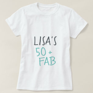 T-shirt Décontracté Turquoise Noir 50 Fabulous Anniversair