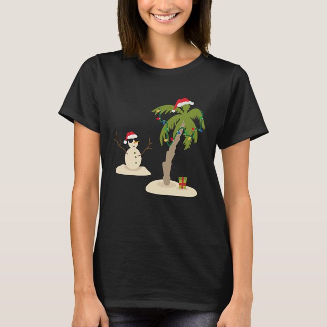 T-shirt Decorated Christmas Palm Tree Tropical Xmas Coconu (Devant)
