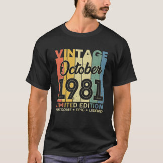 T-shirt Décoration 40E Anniversaire Octobre 1981 Hommes Fe