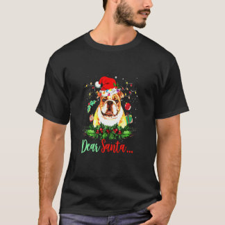 T-shirt Décoration Chien de taureau anglais Noël Chapeau