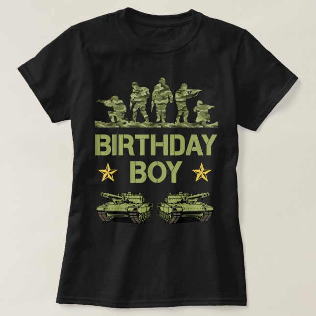 T-shirt Décorations d'anniversaire de l'armée Camo militai (Design devant)