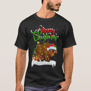 T-shirt Décorations de Noël de Yak Père Noël Noël de Yak