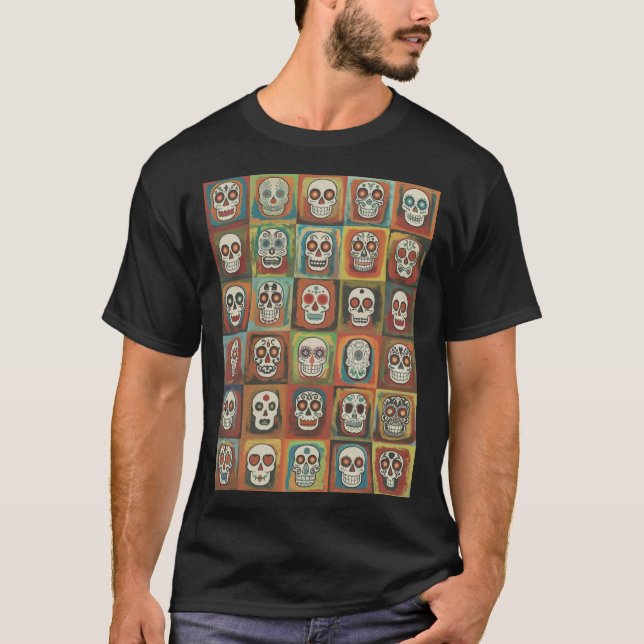 T-shirt Decorative paint Skull Collection Mexican Folk (Devant)