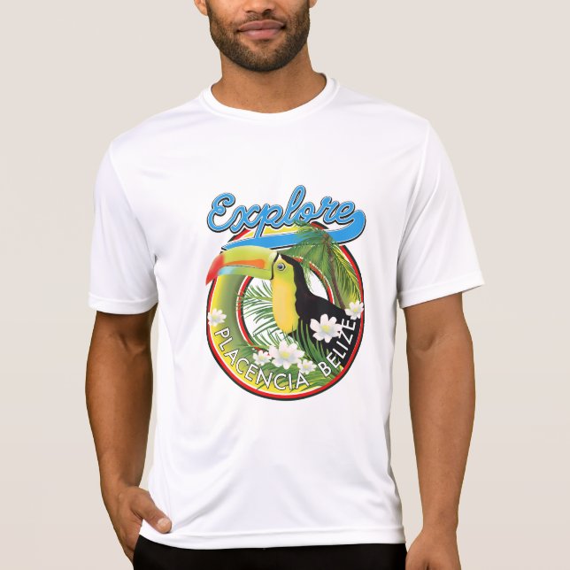 T-shirt Découvrez le logo de voyage de Placencia Belize (Devant)