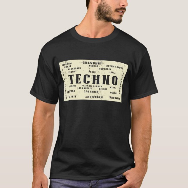 T-shirt D'EDM de techno villes internationales d'éloge (Devant)