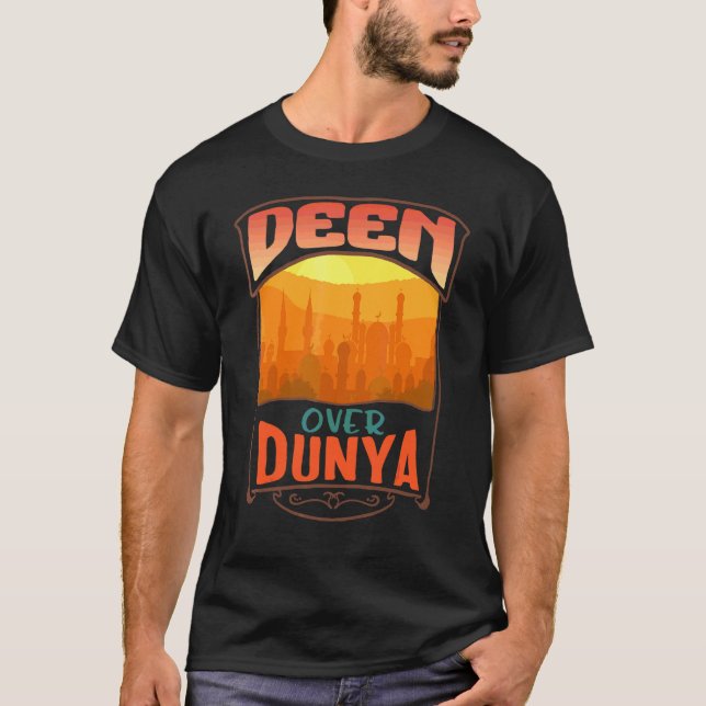 T-shirt Deen au-dessus de la mosquée musulmane de Dunya pr (Devant)