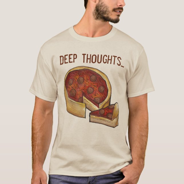 T-shirt Deep (Dish) Pensées Chicago Style Pepperoni Pizza (Devant)