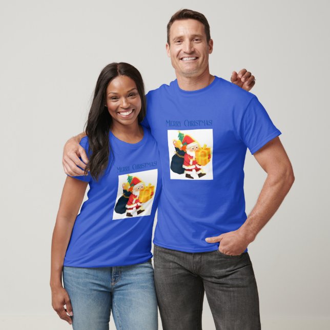 T-shirt Deep Royal Joyeux Noël Imprimé Souhait Magique-Tee (Unisexe)