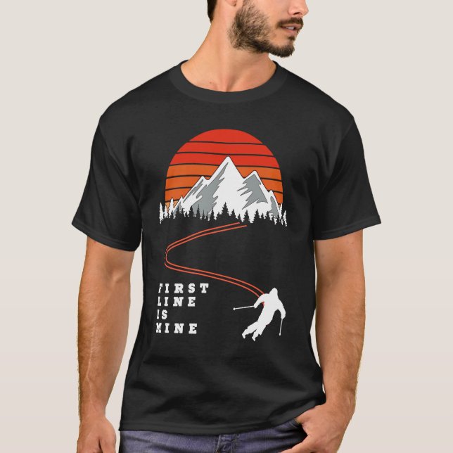T-shirt Deep snow downhill skiing Powder First Line Ski Ho (Devant)
