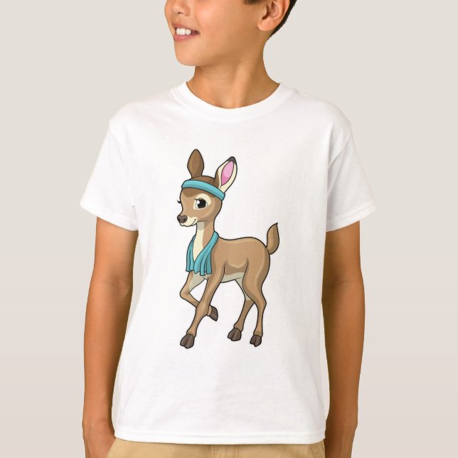 T-shirt Deer at Fitness with Towel (Devant)