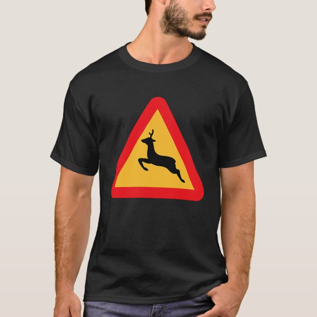 T-shirt Deer Crossing Road Sign (Devant)
