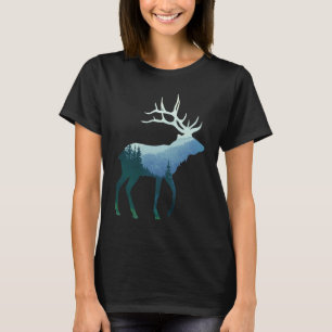 T-shirt Deer Elk Double exposition Surreal Wildlife Animal