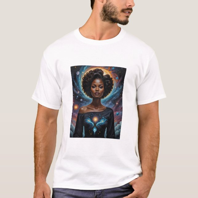 T-shirt Déesse céleste Énergie cosmique Galaxie Art (Devant)