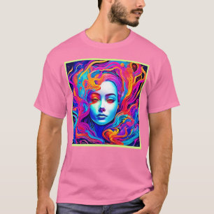 T-shirt Déesse néon avec cheveux cosmiques flottants