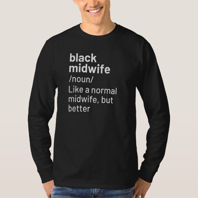T-shirt Définition de la sage-femme noire (Devant)
