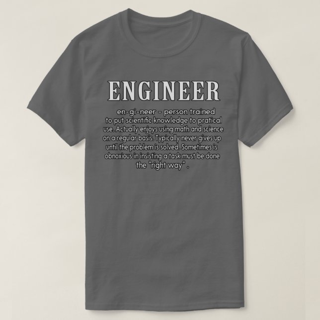 T-shirt Définition de l'ingénieur pour l'ingénieur (Design devant)