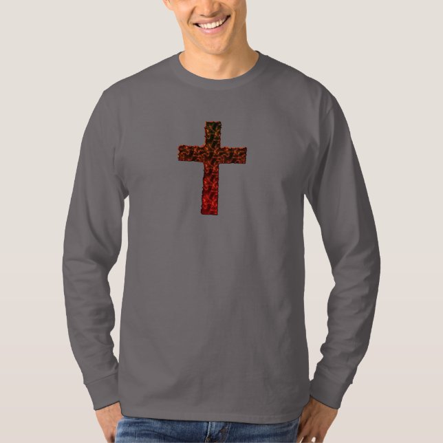 T-SHIRT DÉFINITION ÉLEVÉE, CROIX CHRÉTIENNE FLAMBOYANTE (Devant)