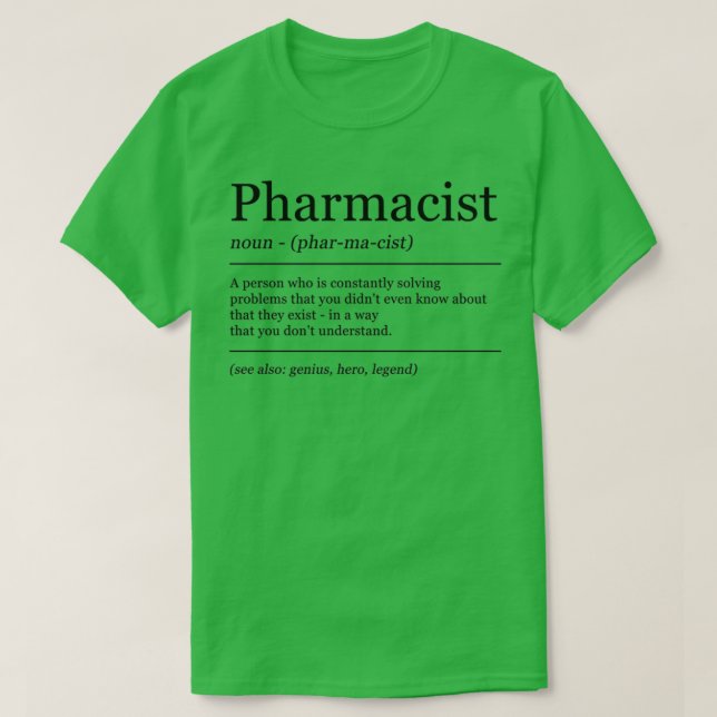 T-shirt Definition Pharmacist Pharmacy Graduation (Design devant)