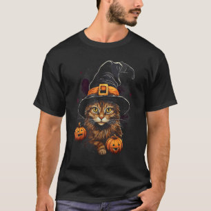 T-shirt Déguisement de chat Halloween Maine Coon Chapeau d
