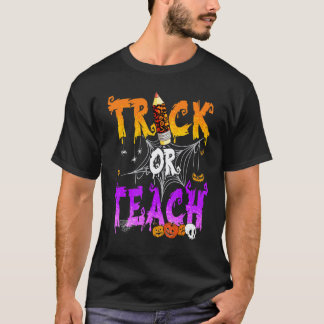 T-shirt Déguisement Halloween Enseignant Élève Trick Or Te
