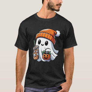 T-shirt Déguisement Halloween Fantôme Buvant Citrouille Fi