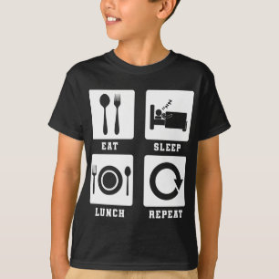 T-shirt Déjeuner Dame Mange Dormir Déjeuner Répéter Déjeun