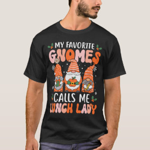 T-shirt Déjeuner Dame Noël Gnomes École Cafétéria Travaill