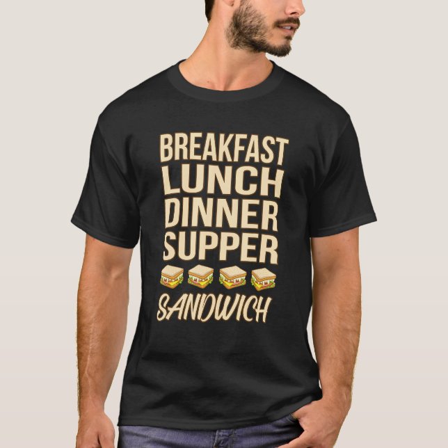 T-shirt Déjeuner Dîner Sandwich Bologna Viande Gr (Devant)