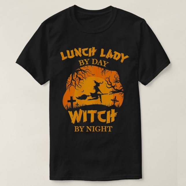 T-shirt Déjeuner Femme Lady By Day sorcière By Night Hallo (Design devant)