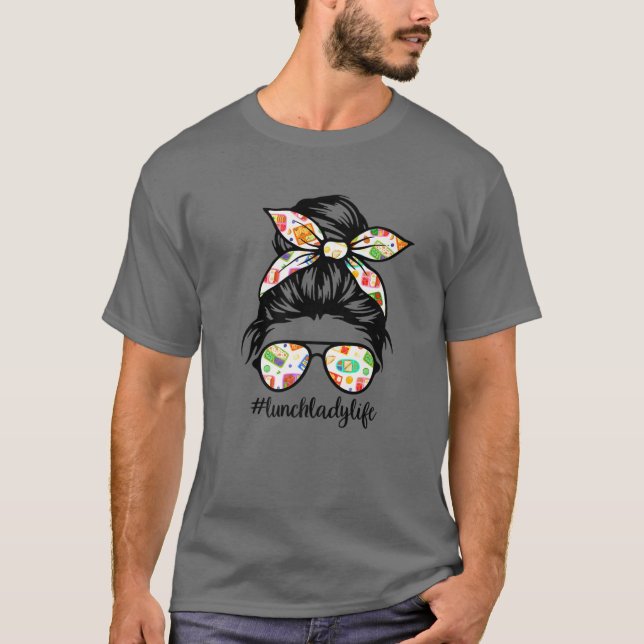 T-shirt Déjeuner Lady Messy Cheveux Femme Bun Déjeuner Lad (Devant)
