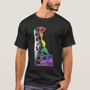 T-shirt Delaware Outline Dans Lgbtqia Pride Drapeau Rainbo