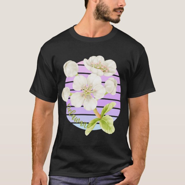 T-shirt Delaware State Flower Peach Blossom Sticker Oversi (Devant)