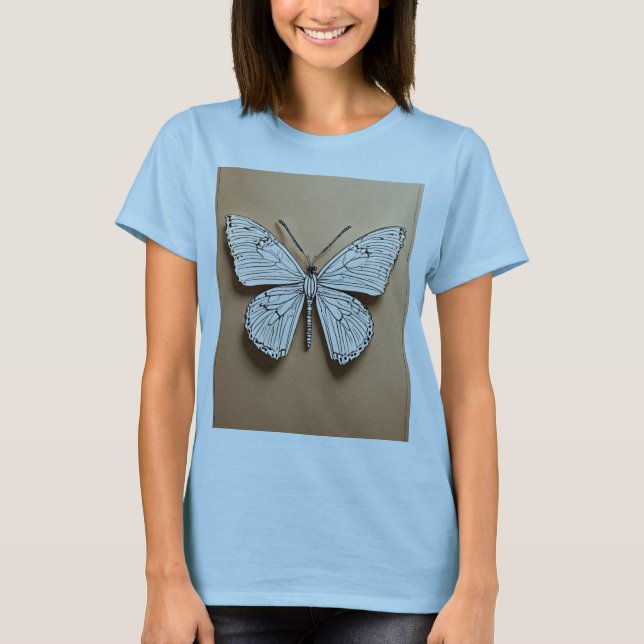 T-Shirt d'élégance papillon métallique. (Devant)